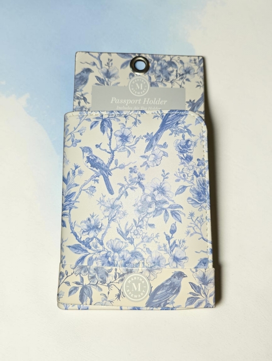 Martha Stewart Accessories - NWT Martha Stewart Blue Floral & Bird Passport Holder.